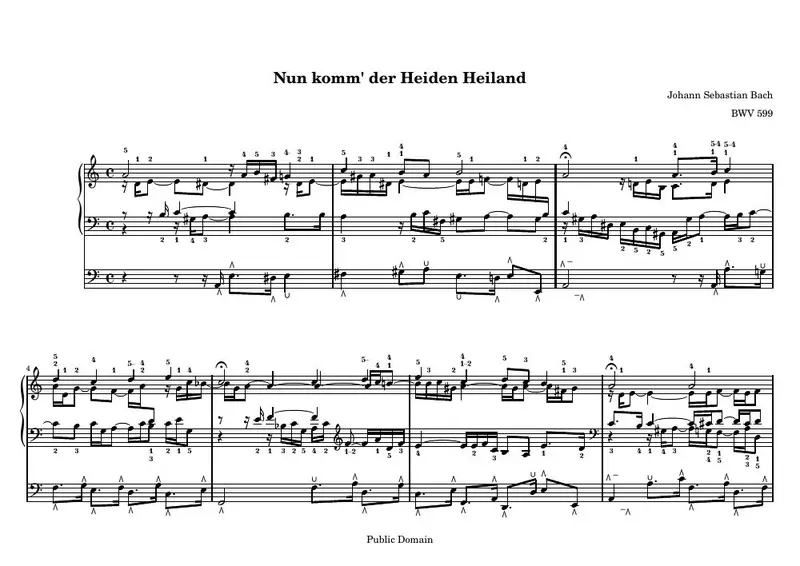 Первая страница нот «Nun komm' der Heiden Heiland»