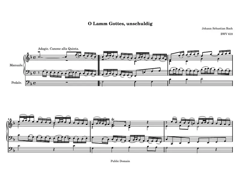 Первая страница нот «O Lamm Gottes, unschuldig»