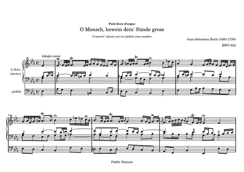 Первая страница нот «O Mensch, bewein dein' Sünde gross»