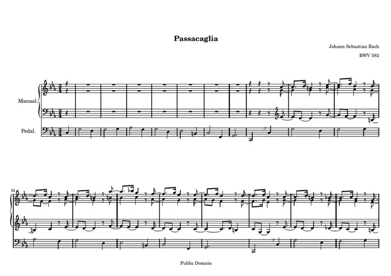 Первая страница нот «Passacaglia»