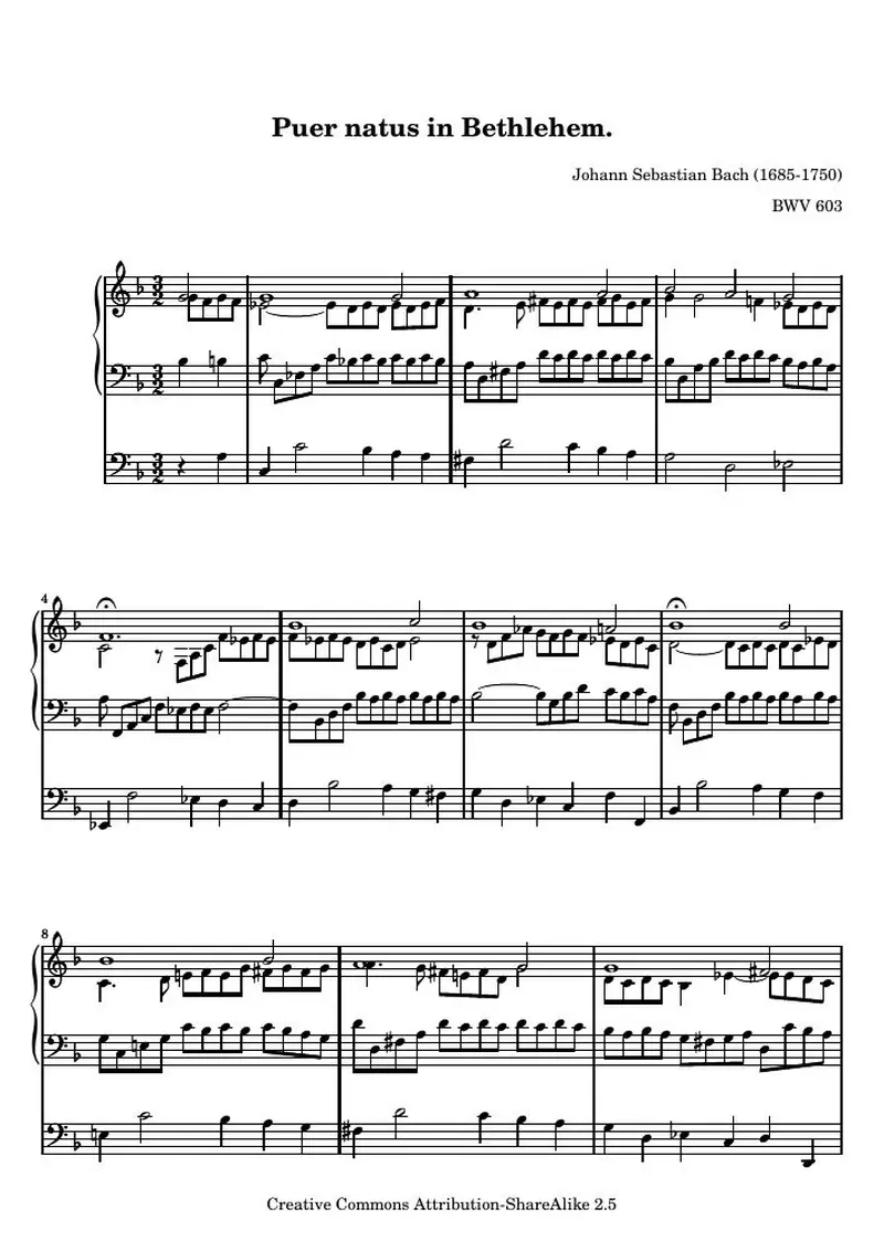 Первая страница нот «Puer natus Bethlehem»