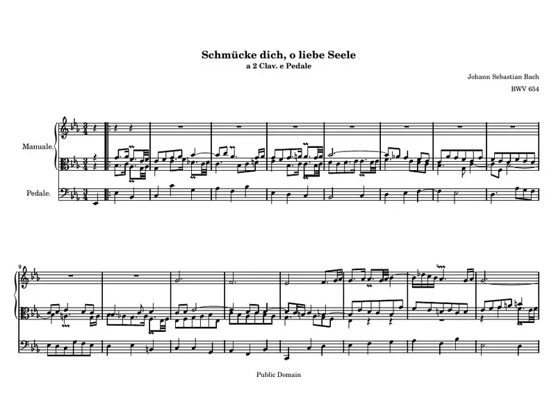 Первая страница нот «Schmücke dich, o liebe Seele»