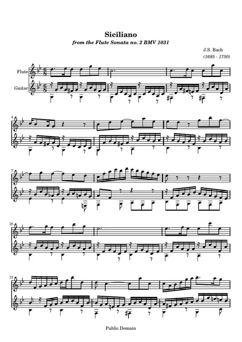 Первая страница нот «Siciliano (BWV 1031)»