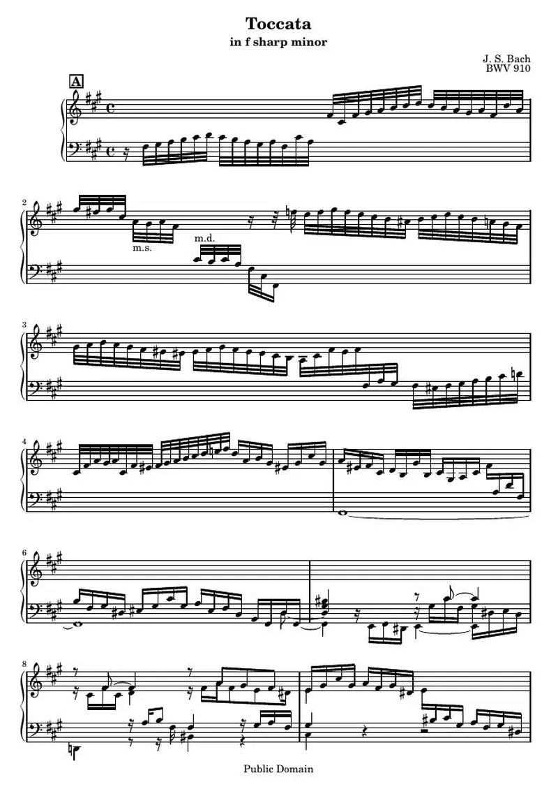 Первая страница нот «Toccata f sharp minor (BWV 910)»
