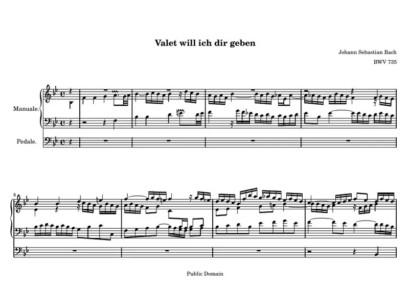 Первая страница нот «Valet will ich dir geben»