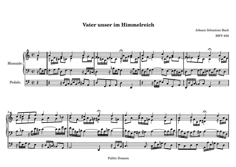 Первая страница нот «Vater unser im Himmelreich»
