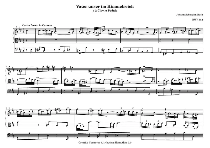 Первая страница нот «Vater unser im Himmelreich»