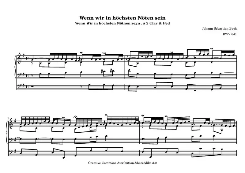 Первая страница нот «Wenn wir höchsten Nöten sein»