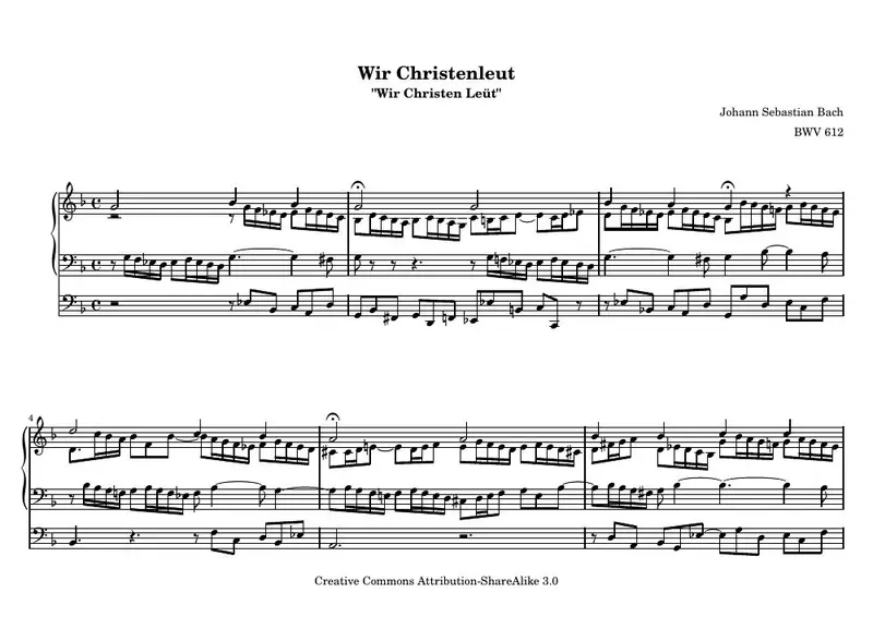 Первая страница нот «Wir Christenleut»