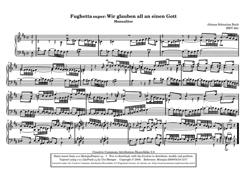 Первая страница нот «Wir glauben all an einen Gott»