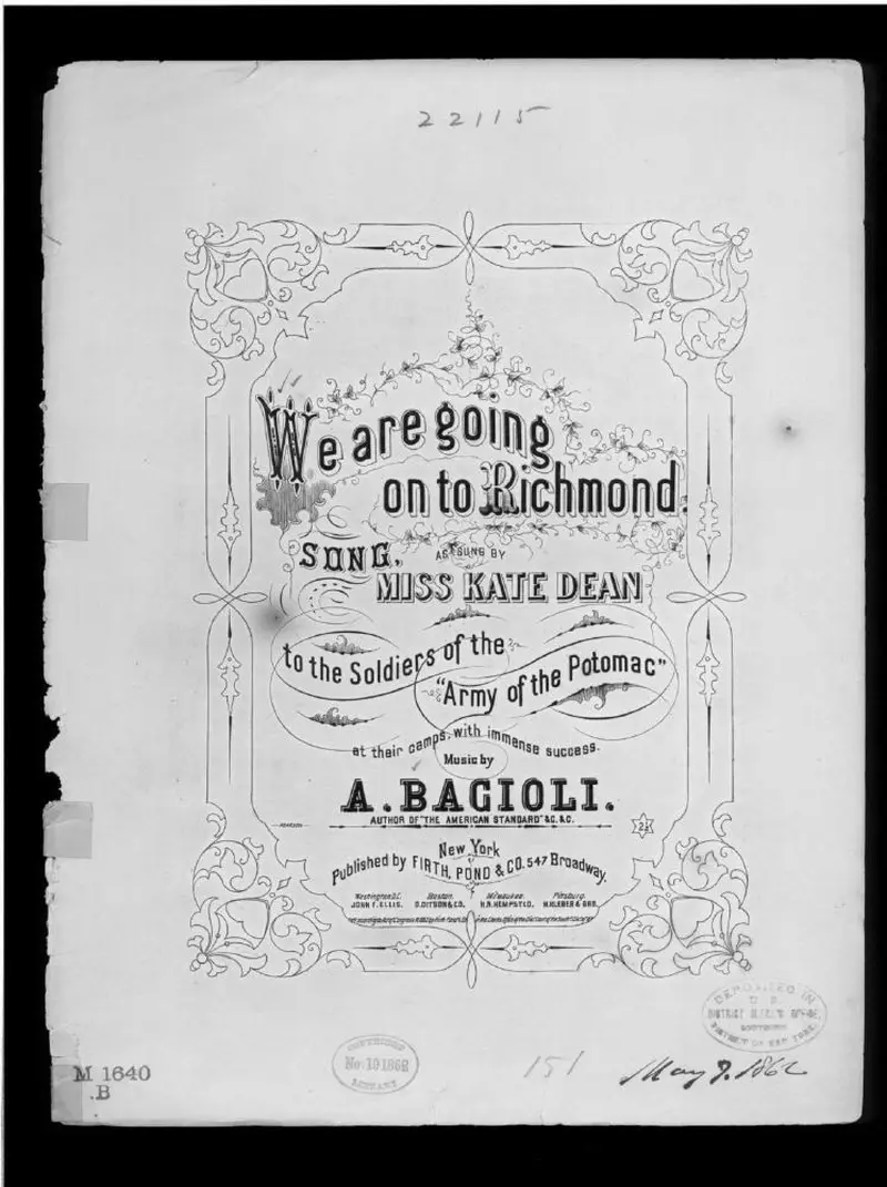 Первая страница нот «We are going on to Richmond»