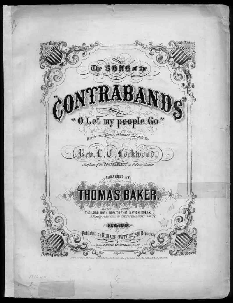Первая страница нот «The Песня of the contrabands»