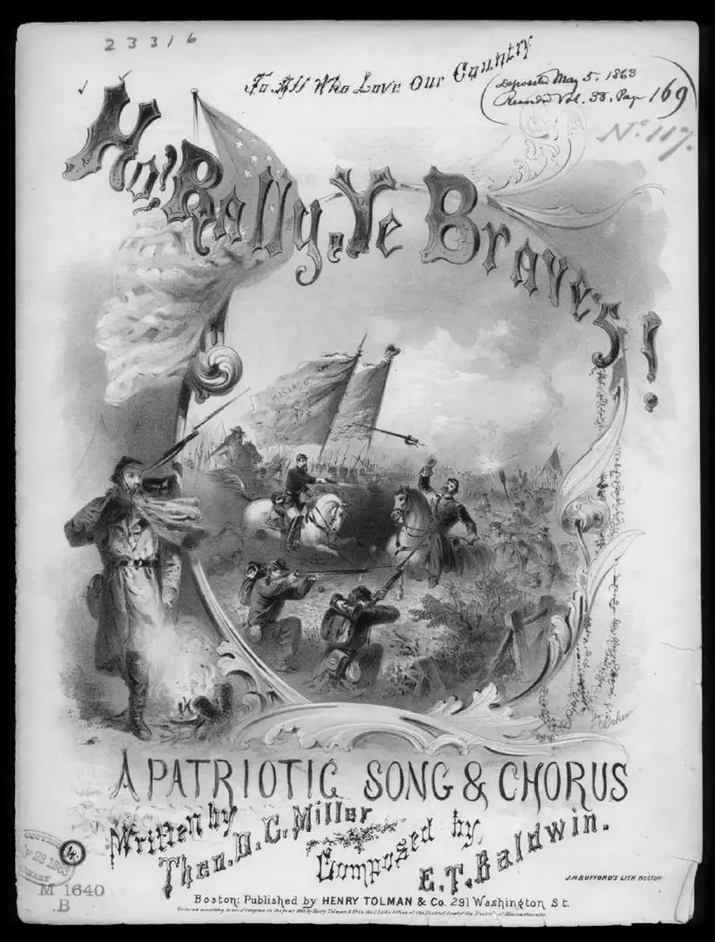 Первая страница нот «Ho! rally, ye braves!»