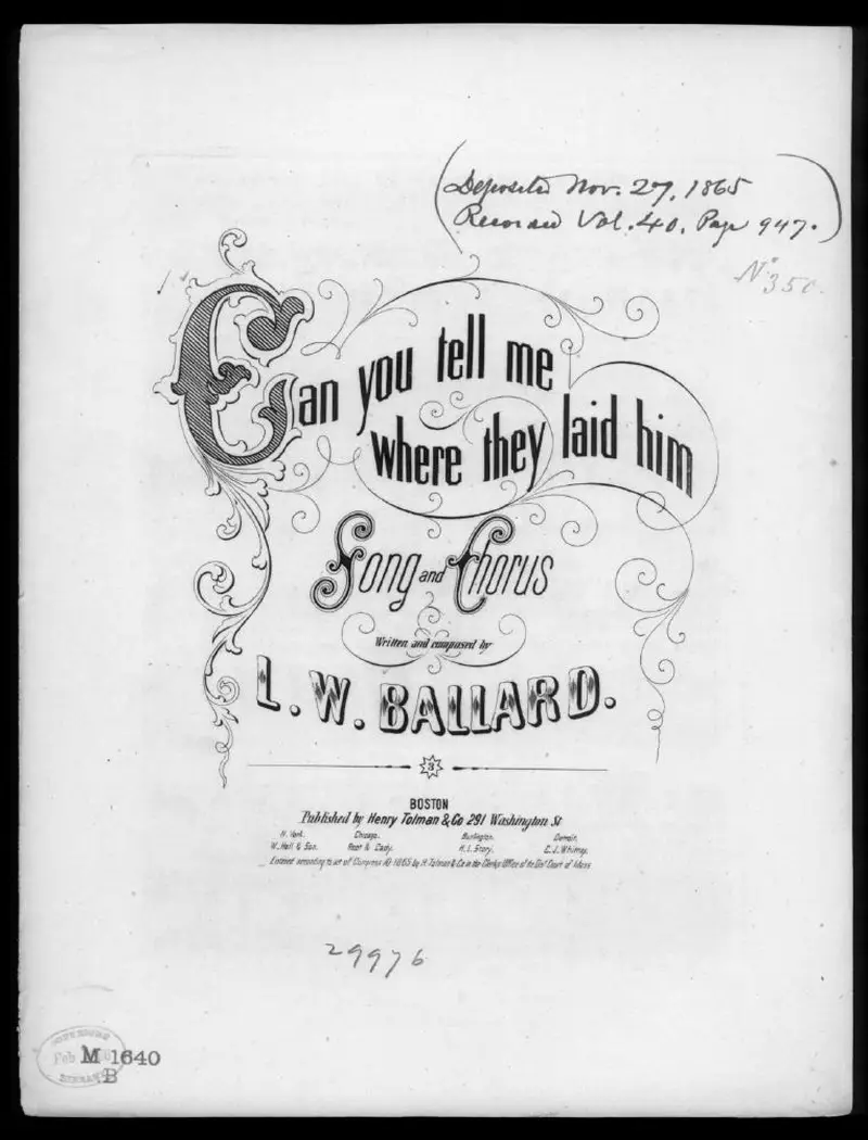 Первая страница нот «Can you tell me where they laid him?»