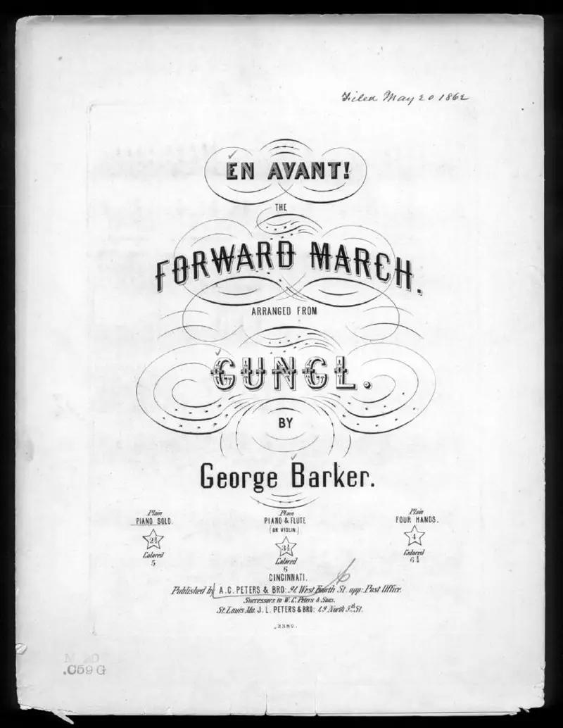 Первая страница нот «En avant!, the forward Марш»