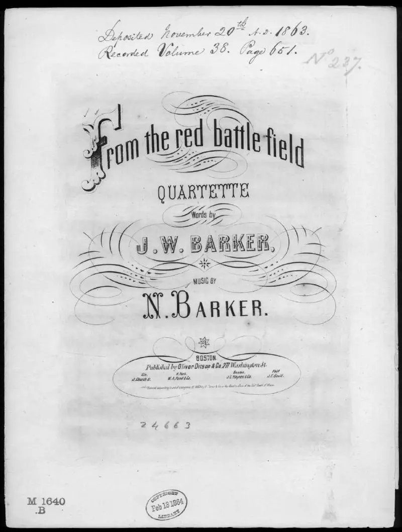 Первая страница нот «From the red battlefield, or The Dead volunteers»