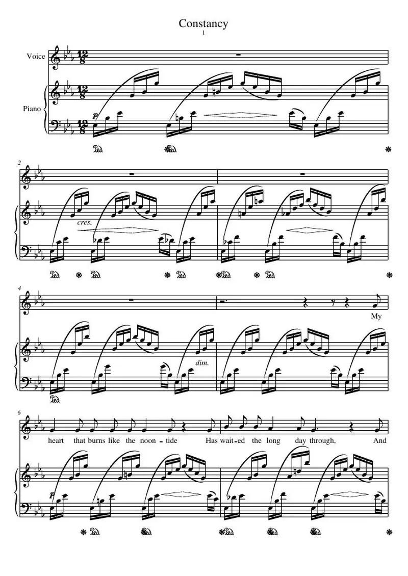 Первая страница нот «Constancy»