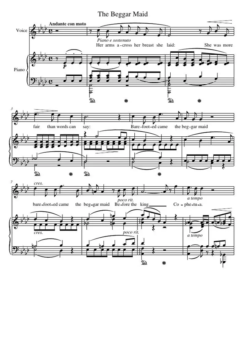 Первая страница нот «The Beggar Maid»