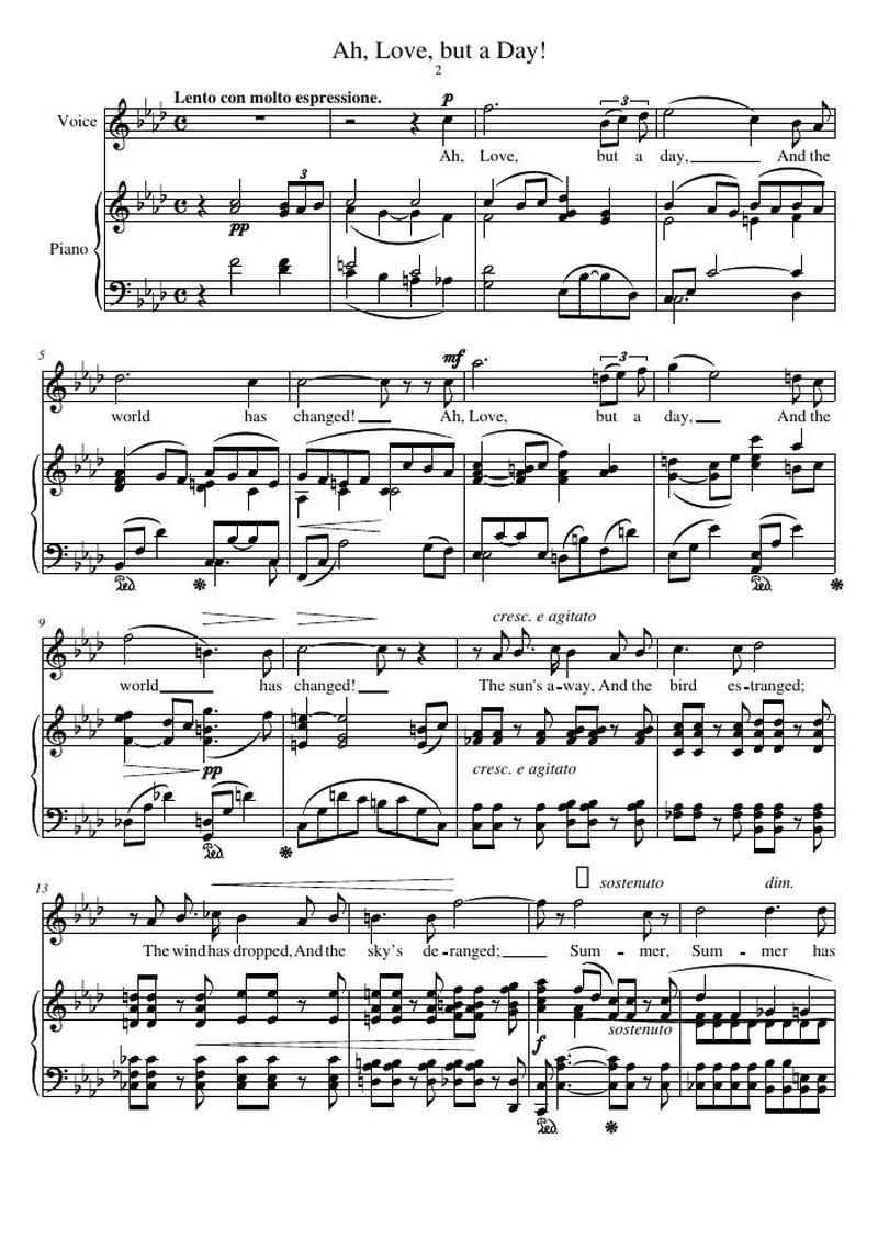 Первая страница нот «Ah, Love, but a Day!»