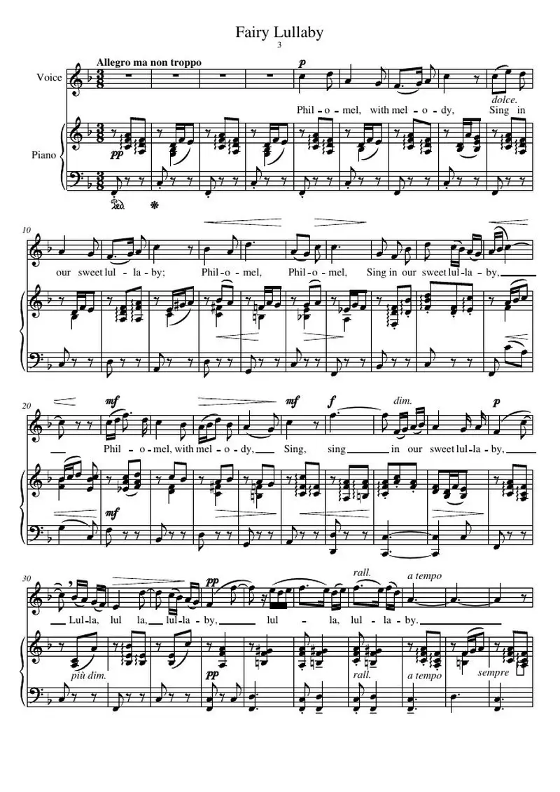 Первая страница нот «Fairy Колыбельная»