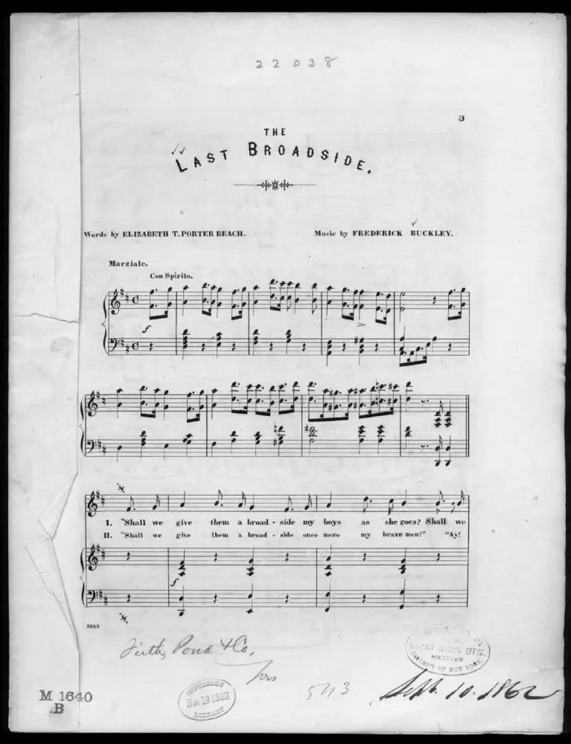 Первая страница нот «The Last broadside»