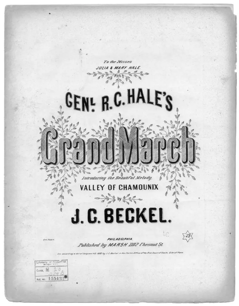 Первая страница нот «General R. C. Hale's grand Марш»