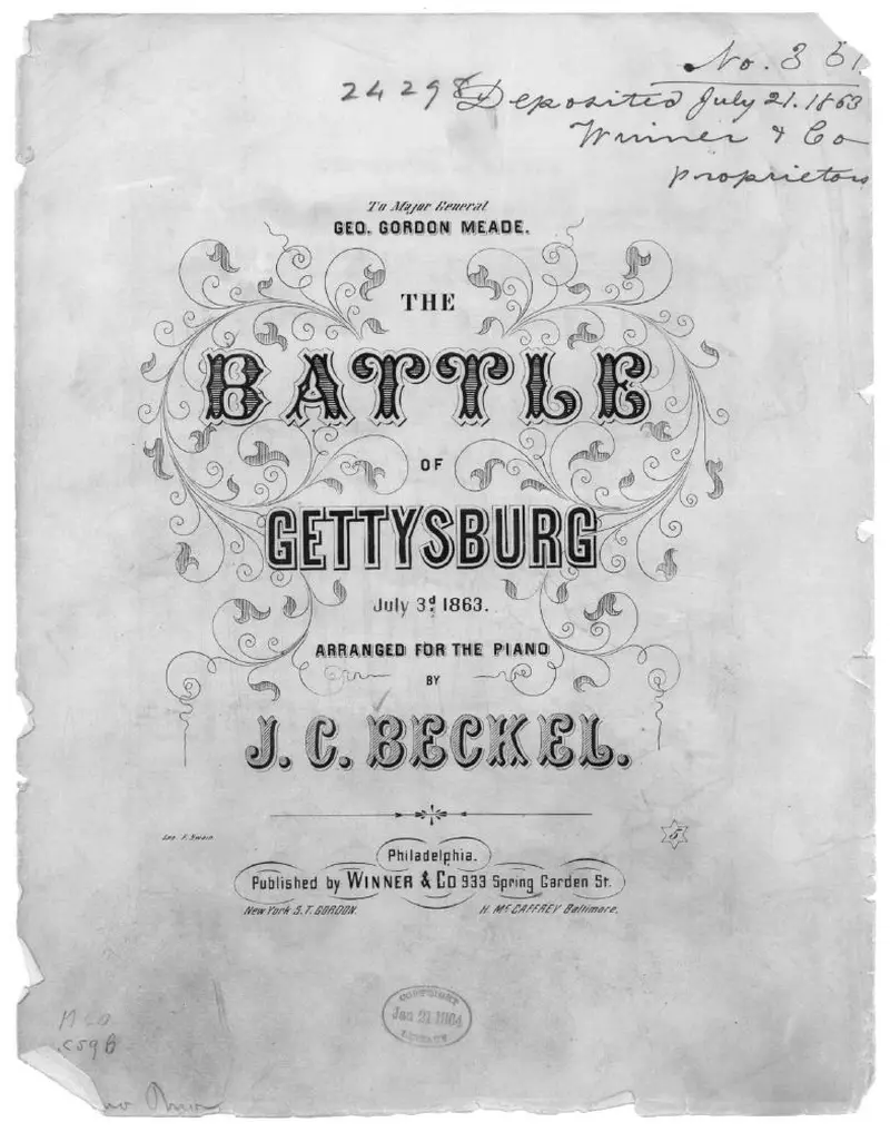Первая страница нот «The Battle of Gettysburg»