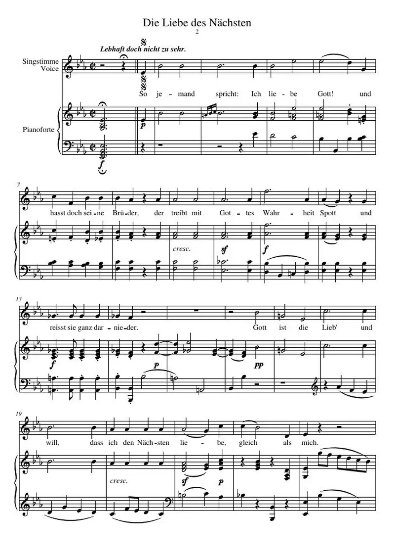 Первая страница нот «Die Liebe des Nächsten»
