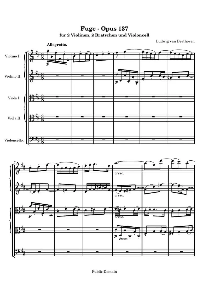 Первая страница нот «Fuge - Opus 137»