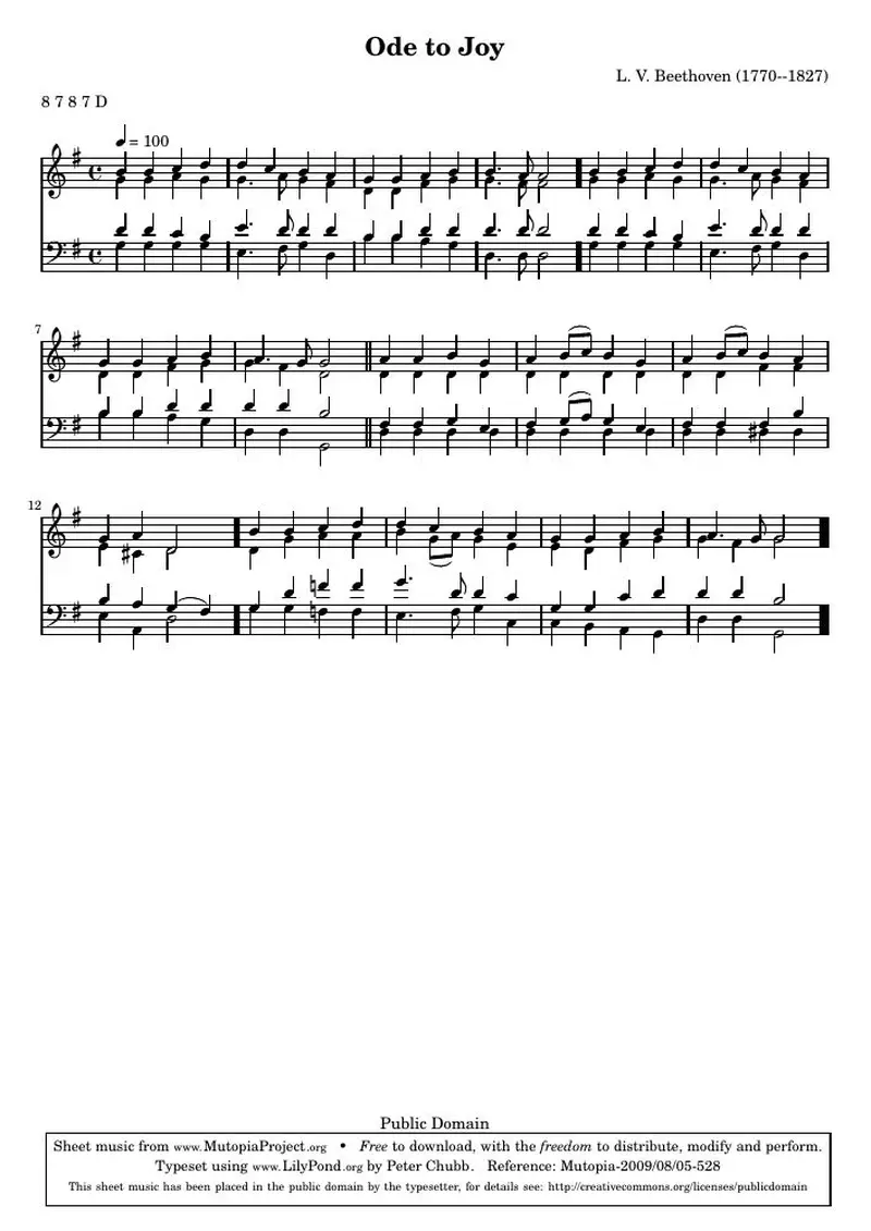 Первая страница нот «Ode to Joy»