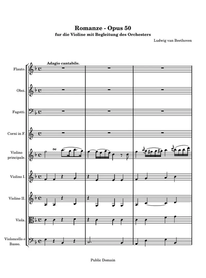 Первая страница нот «Romanze»