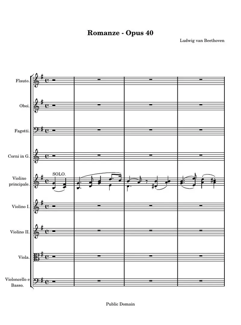 Первая страница нот «Romanze - Opus 40»
