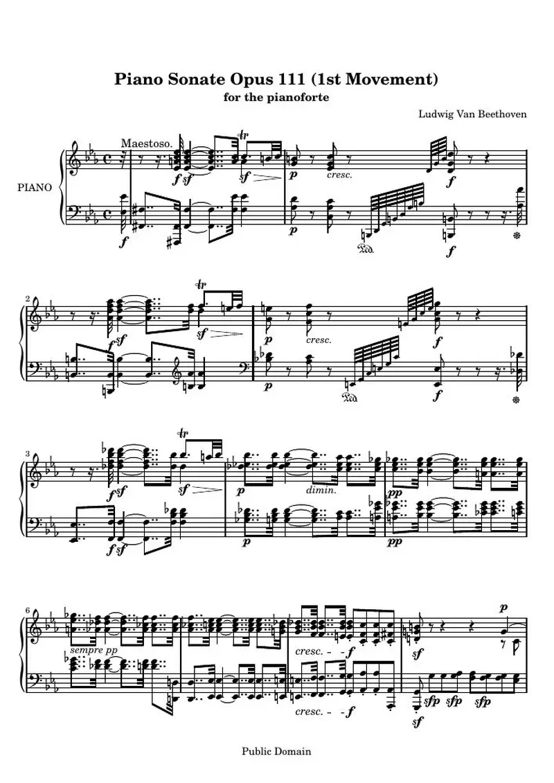 Первая страница нот «Соната № 32 (1st Movement)»