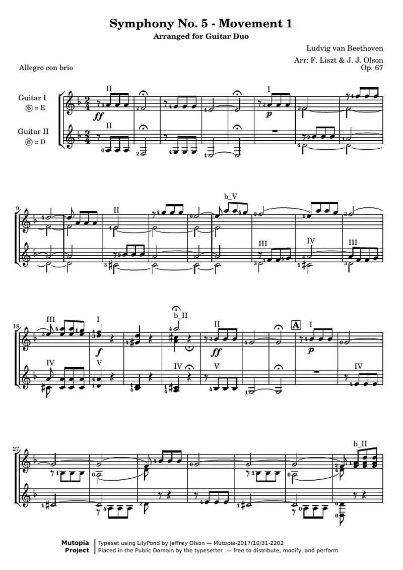 Первая страница нот «Symphony № 5 - Movement 1»