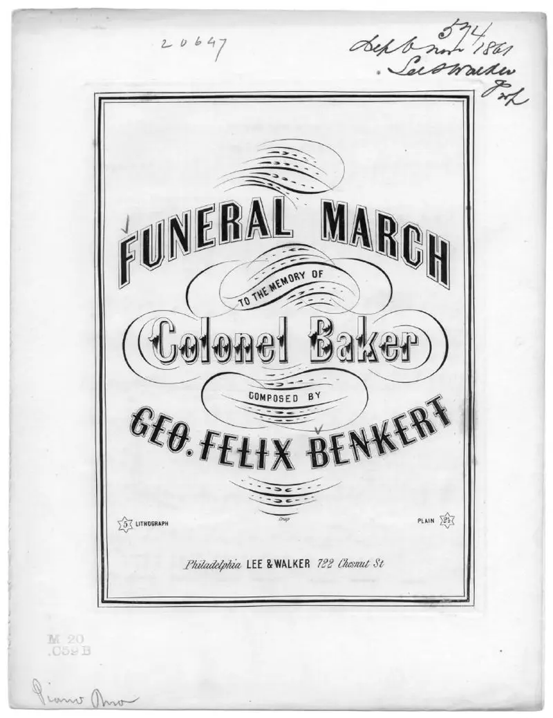 Первая страница нот «Funeral Марш to the memory of Colonel Baker»