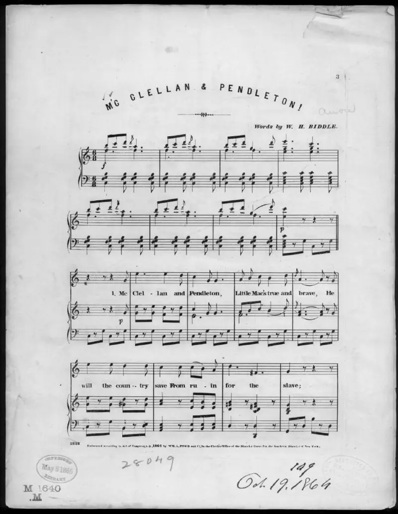 Первая страница нот «McClellan & Pendelton!»