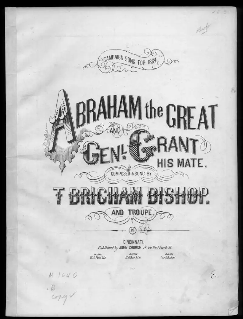 Первая страница нот «Abraham the great and Genl. Grant his mate»
