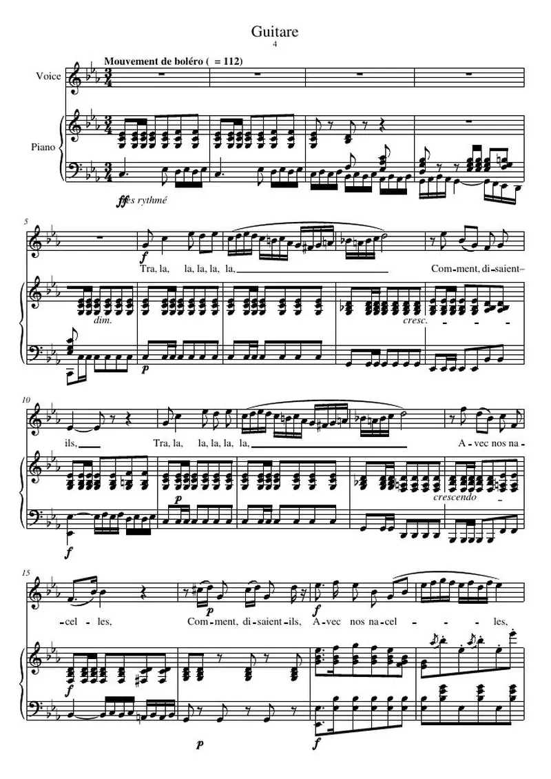 Первая страница нот «Guitare»