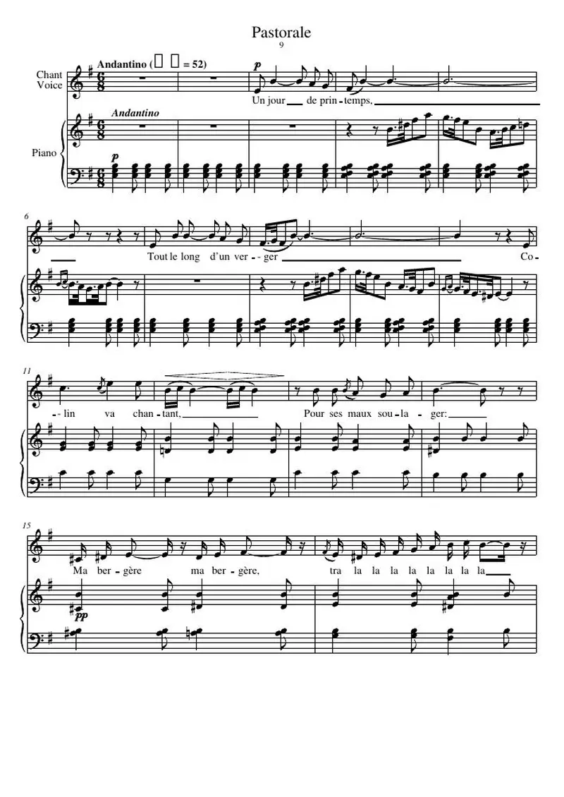 Первая страница нот «Pastorale»