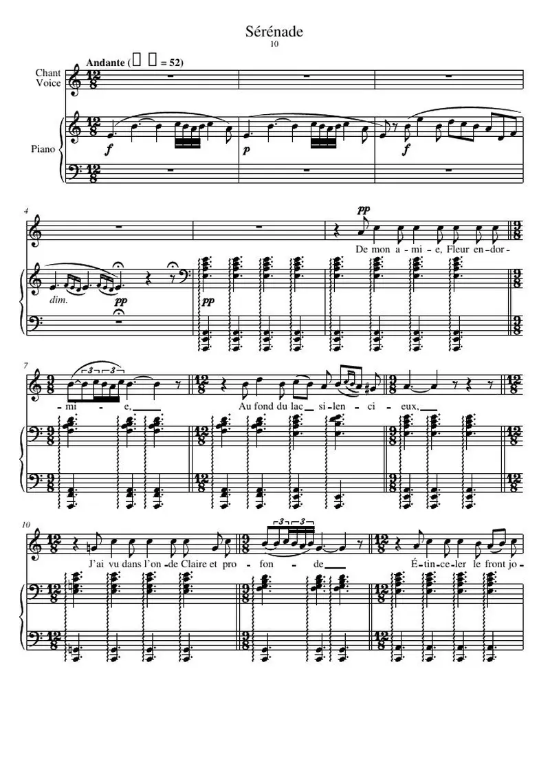 Первая страница нот «Sérénade»