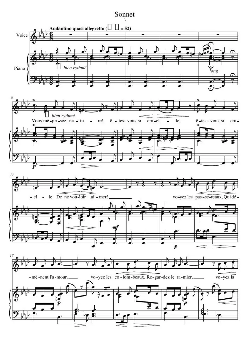 Первая страница нот «Sonnet»
