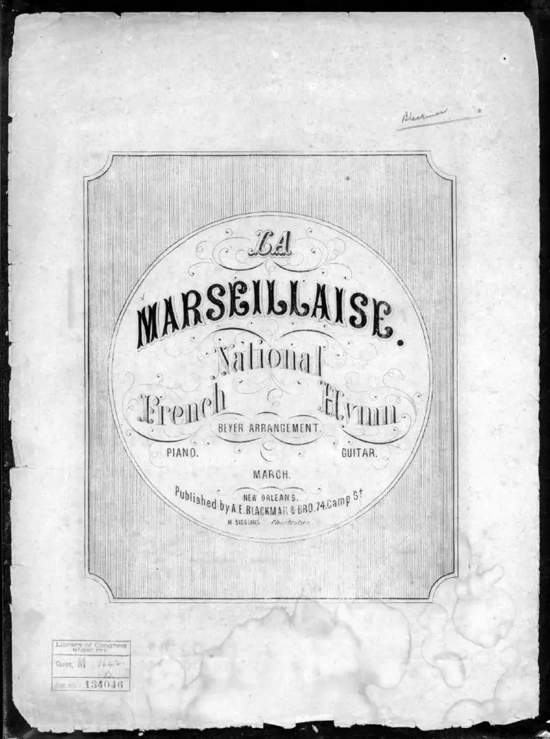 Первая страница нот «The Southern Marseillaise»