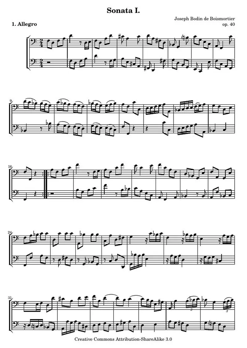 Первая страница нот «Соната I. (соч. 40, № 1)»