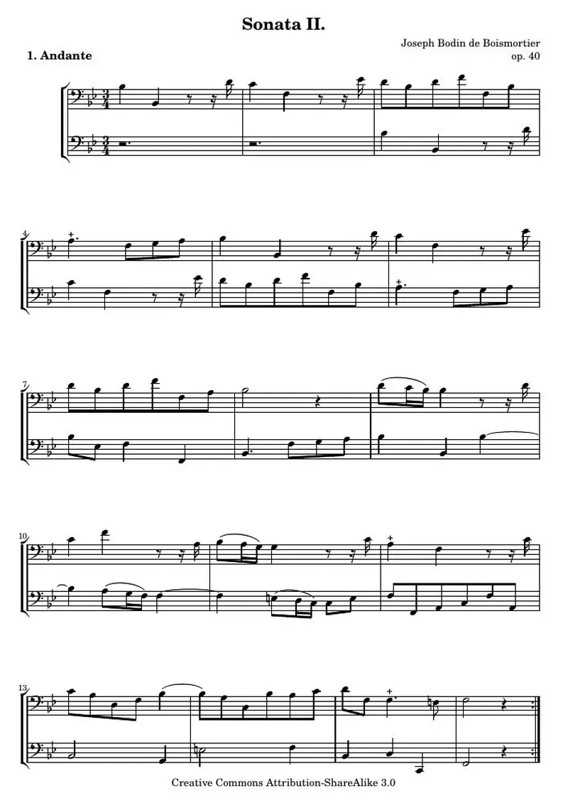 Первая страница нот «Соната II. (соч. 40, № 2)»