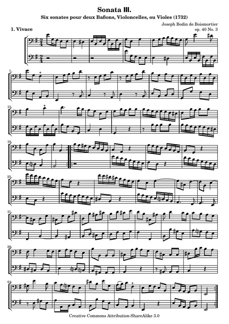 Первая страница нот «Соната Ⅲ. (соч. 40, № 3)»