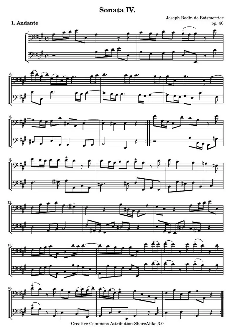 Первая страница нот «Соната IV. (соч. 40, № 4)»