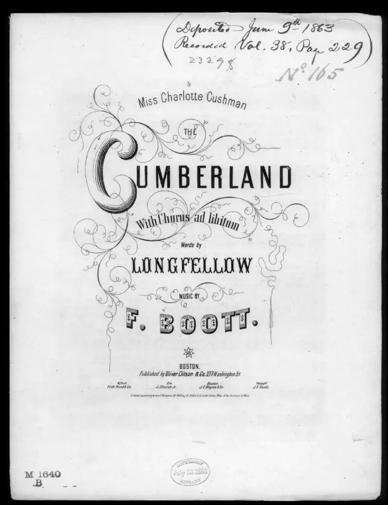Первая страница нот «The Cumberland»