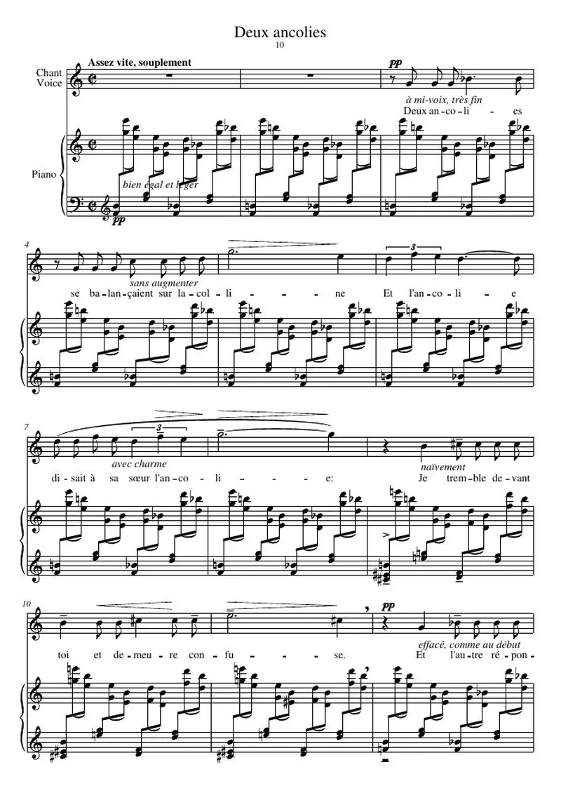 Первая страница нот «Deux ancolies»