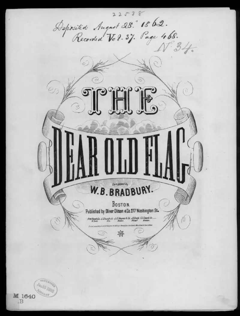 Первая страница нот «The Dear old flag»