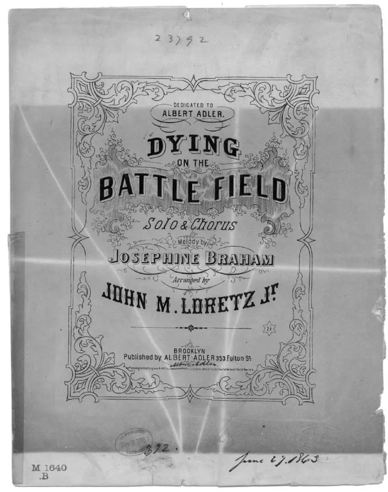 Первая страница нот «Dying on the battlefield»
